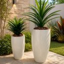 Ver imagem 2 de Vaso Fibra de Vidro Atenas m 67cm Decorativo Off White Brilho
