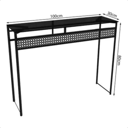 Aparador com Tampo de Vidro Preto Estilo Industrial Luxo - 3