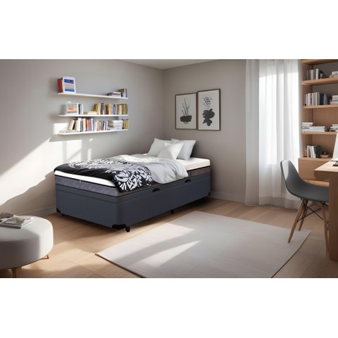 Cama Box Baú Solteiro Serenelife - Corano Preto