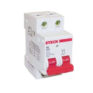 Disjuntor Bipolar 63a Branco Din Steck