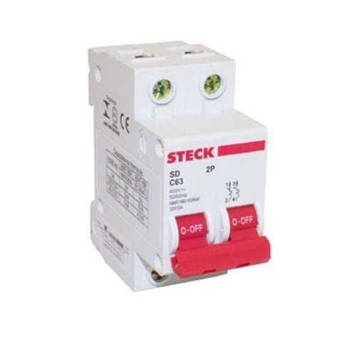 Disjuntor Bipolar 63a Branco Din Steck