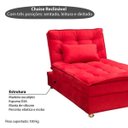 Ver imagem 3 de Chaise Reclinável Penélope com Almofada Suede Pena - Vermelho