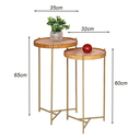 Ver imagem 6 de Jogo Mesa Lateral Apoio Conjunto Canto Redonda Pequena Rustico Ambiente Recepção Sala Estar:Tampos M