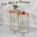 Ver imagem 4 de Jogo Mesa Lateral Apoio Conjunto Canto Redonda Pequena Rustico Ambiente Recepção Sala Estar:Tampos M