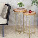 Ver imagem 2 de Jogo Mesa Lateral Apoio Conjunto Canto Redonda Pequena Rustico Ambiente Recepção Sala Estar:Tampos M