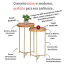 Ver imagem 5 de Jogo Mesa Lateral Apoio Conjunto Canto Redonda Pequena Rustico Ambiente Recepção Sala Estar:Tampos M