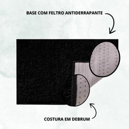 Tapete Beira de Cama 66x120 Oasis Shaggy Black Preto - 5