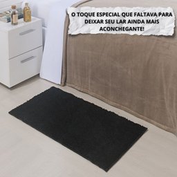 Tapete Beira de Cama 66x120 Oasis Shaggy Black Preto - 2
