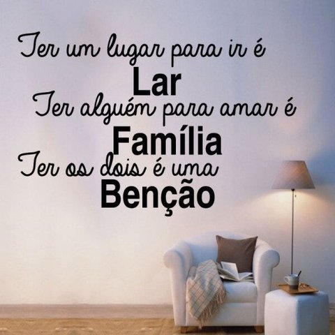 Adesivo De Parede Frase Família Benção - P 48x32cm
