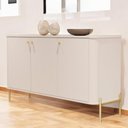 Ver imagem 4 de Buffet Aparador para Sala de Estar 3 Portas Pés em Aço - Off White Dourado