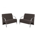 Ver imagem 1 de Kit 2 Poltronas Namoradeira 2 Lugares Vênus Braço Alumínio D Salla Suede Marrom
