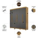 Ver imagem 3 de Guarda Roupa Casal 218cm 6 Portas Bolty Nature/alasca V02 - Mpozenato