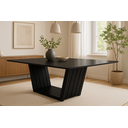 Ver imagem 1 de Mesa de Jantar Retangular 160x90 Mdf/vidro para 6 Lugares Pés Madeira Maciça Safira - Preto/preto
