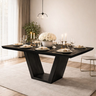 Mesa de Jantar Retangular 160x90 Mdf/vidro para 6 Lugares Pés Madeira Maciça Safira - Preto/preto - 5