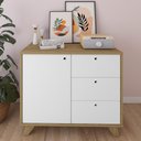 Ver imagem 2 de Armário Balcão Multiuso Para Escritório Sala 1 Porta 3 Gavetas Lugano A02 Olmo Branco - Lyam