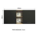 Ver imagem 3 de Armário de Cozinha Aéreo 150 cm 2 Portas e 2 Nichos Rustic/Preto Agata Madesa