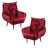 Kit 2 Poltronas Decorativas Pés Palito Zamora Veludo Vermelho - Gran Belo - 1