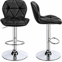 Ver imagem 6 de Banqueta Slim Alta Giratória Estofada em PU Preto com Base Cromada e Regulagem de Altura – Design Mo