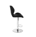 Ver imagem 2 de Banqueta Slim Alta Giratória Estofada em Pu Preto com Base Cromada e Regulagem de Altura – Design Mo