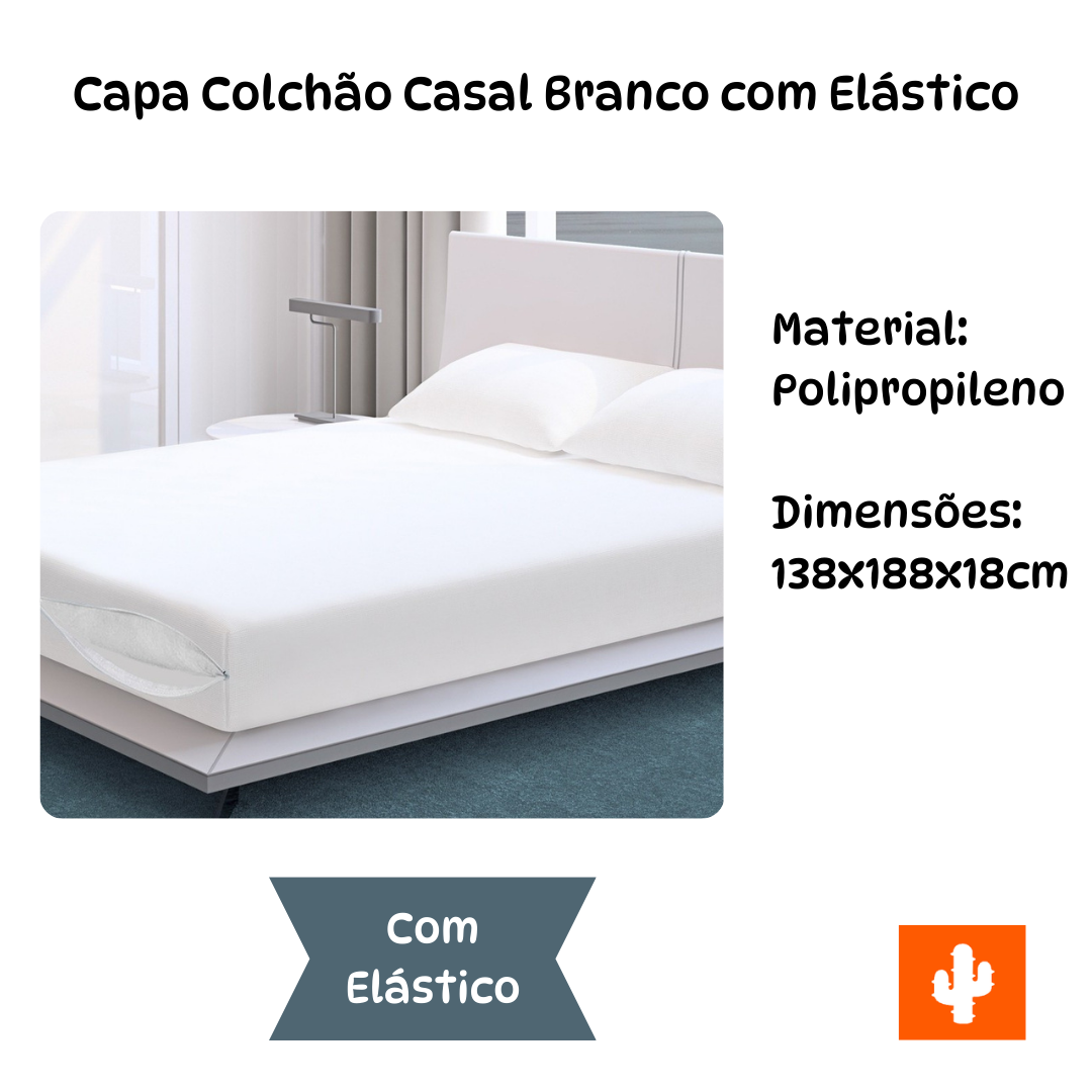 Capa Colchão Casal Branco com Elástico - 2