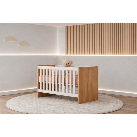 Berço que Vira Cama com Colchão Candy - Mobibaby