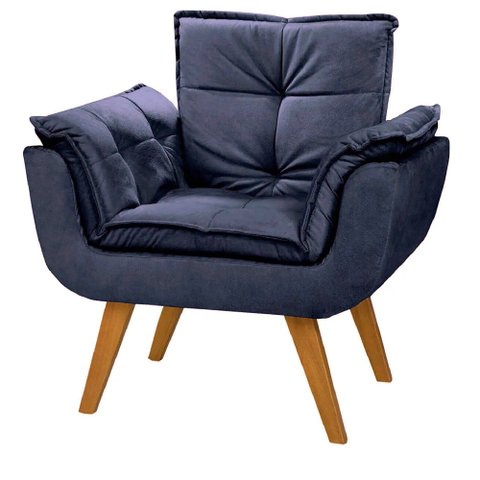 Poltrona Decorativa Opala Suede Azul Marinho