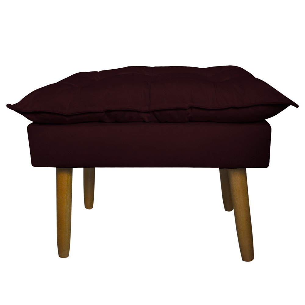 Conjunto Decorativo Poltrona com Puff Opala Suede Bordô - Montanaris Decor MD MONTANARIS DECOR - 3