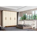 Ver mais imagens de Guarda Roupa Casal 6 Portas e 3 Gavetas C/ Pés Cover Off White/nature - Henn