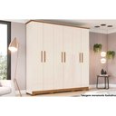 Ver imagem 1 de Guarda Roupa Casal 6 Portas e 3 Gavetas C/ Pés Cover Off White/nature - Henn