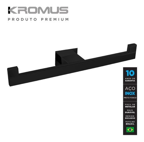 Papeleira Dupla Inox Preto Fosco - Kromus Rt0313b - 2