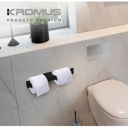 Papeleira Dupla Inox Preto Fosco - Kromus Rt0313b - 4