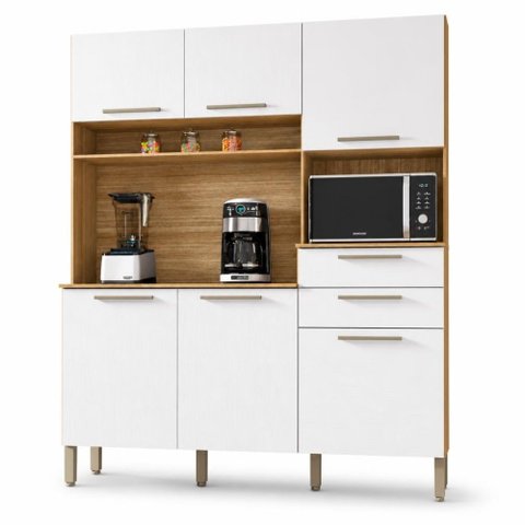 Armário de Cozinha Compacta 6 Portas 2 Gavetas Montesa - Freijó/Supremo