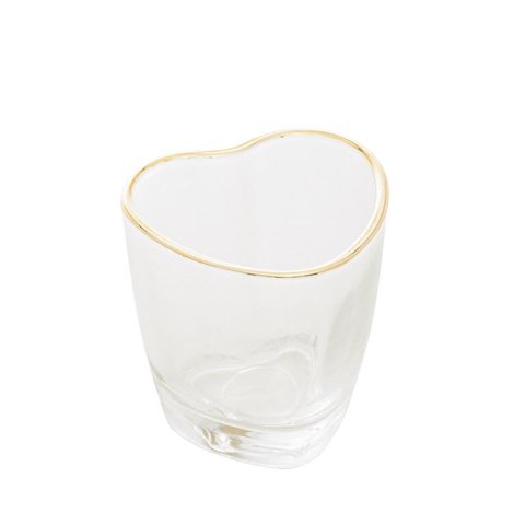 Copo P/Shot de Vidro Coração C/Borda Dourada 50ml Lyor