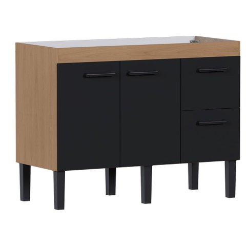 Gabinete Madeira Sabia 1,14 Metros Jequitibá Preto para Pia 1,20 Metros - P103607 - Cozimax