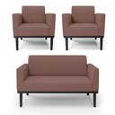Ver imagem 1 de Sofá Namoradeira com 2 Poltronas Base de Madeira Fixa Preto Marisa Veludo D03 - D'Rossi Rose