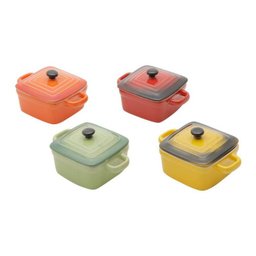 Jogo 04 mini panelas quadradas porcel. bongourmet - 4 Jogo 04 mini panelas quadradas porcel. bongourmet - 4