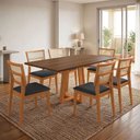 Ver imagem 1 de Mesa Jantar Julia 1,6m Freijó Pés Cerejeira 6 Cadeiras Manuela Design Sala Jantar - Preto Veludo