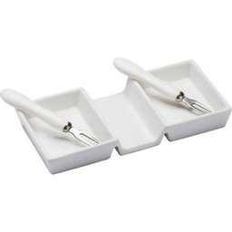 Petisqueira Lyon Branco com 2 Garfinhos Em Porcelana - Bon Gourmet - 19 Cm - 1