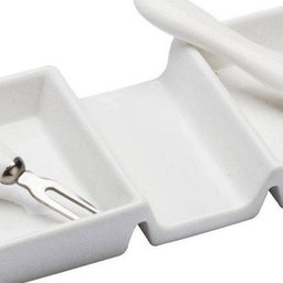 Petisqueira Lyon Branco com 2 Garfinhos Em Porcelana - Bon Gourmet - 19 Cm - 2