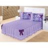 Colcha Bruna 5 Peças Para Cama Casal Lilás Com Babado - 1
