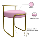 Ver imagem 3 de Kit 2 Banqueta para Penteadeira Quarto Base de Ferro Corino:rosa Claro