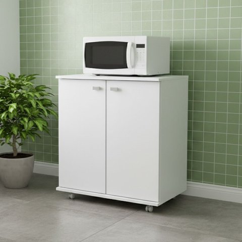 Balcão para Cozinha 2 Portas com Rodízios BL3300 Branco