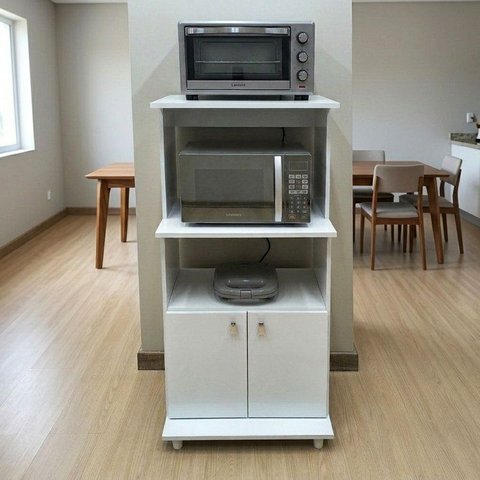 Balcão para Cozinha 2 Portas 2 Nichos para Forno e Microondas BL3301 Branco