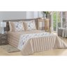 Cobre Leito Casal Queen Seda Amassado Bordado 07 Peças - Bege - 1