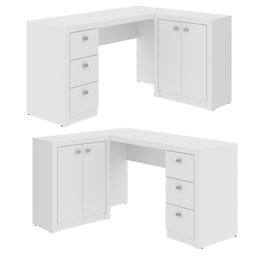 Mesa para Escritório em L com 3 Gavetas e Armários Me4100  - 6