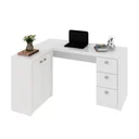 Ver imagem 4 de Escrivaninha Mesa Escritório em L com e Armários ME4100 3 Gavetas 136cm Branca