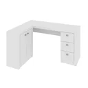 Ver imagem 2 de Escrivaninha Mesa Escritório em L com e Armários ME4100 3 Gavetas 136cm Branca