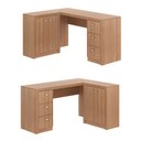 Ver imagem 6 de Escrivaninha Mesa Escritório em L com e Armários ME4100 3 Gavetas 136cm Marrom