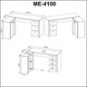 Mesa para Escritório em L com 3 Gavetas e Armários Me4100  - 4