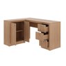 Mesa para Escritório em L com 3 Gavetas e Armários Me4100  - 2